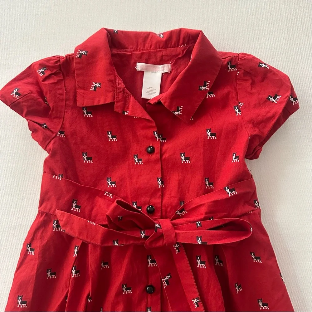 Janie and Jack 3T Toddler Girl Red Dress Dog Print